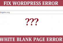 wordpress white blank page error