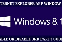 How to enable or disable 3rd party cookies in Internet Explorer app on window 8.1